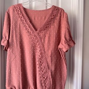 Pink Wrap Blouse with Embellished Lace